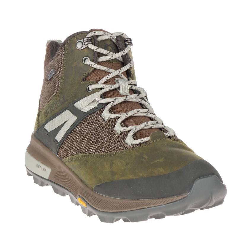 Bottes Merrell Zion Mid Waterproof Vert Olive Homme | A.S.YZWW